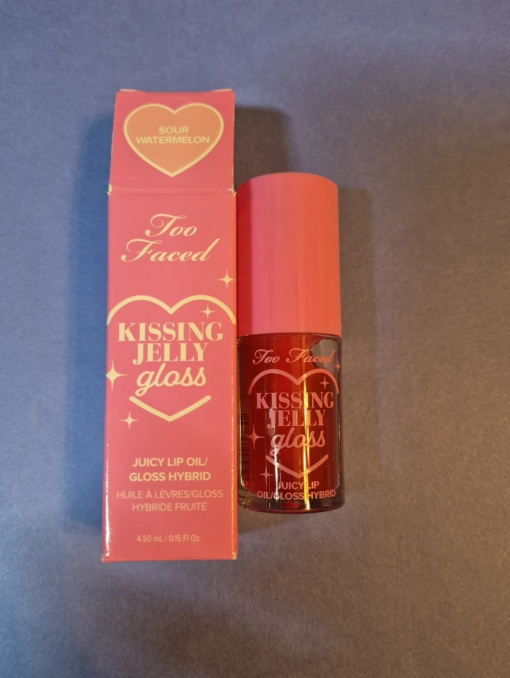 Too Faced Kissing Jelly Gloss: Sour Watermelon (Electric Coral Red), .15oz, NIB
